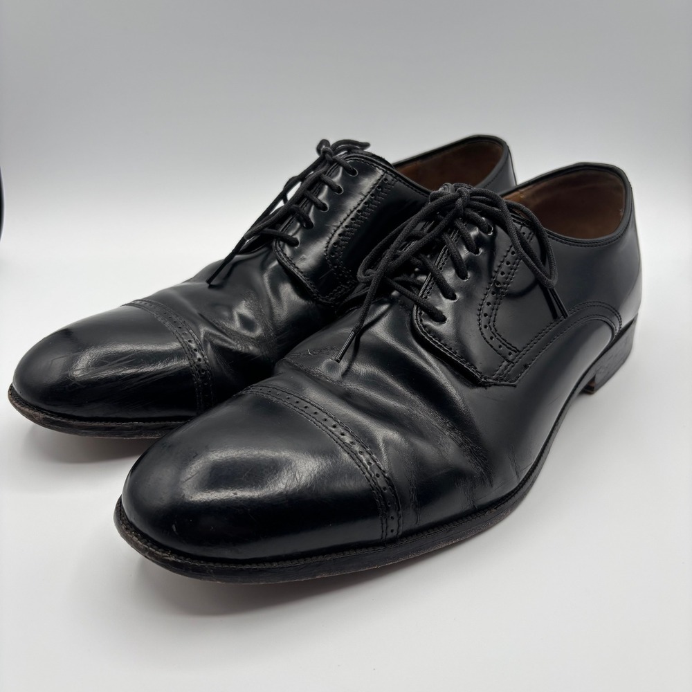 Johnston & Murphy Dress Shoes‎ Bradford Cap Toe Oxford Mens 12D Black Leather